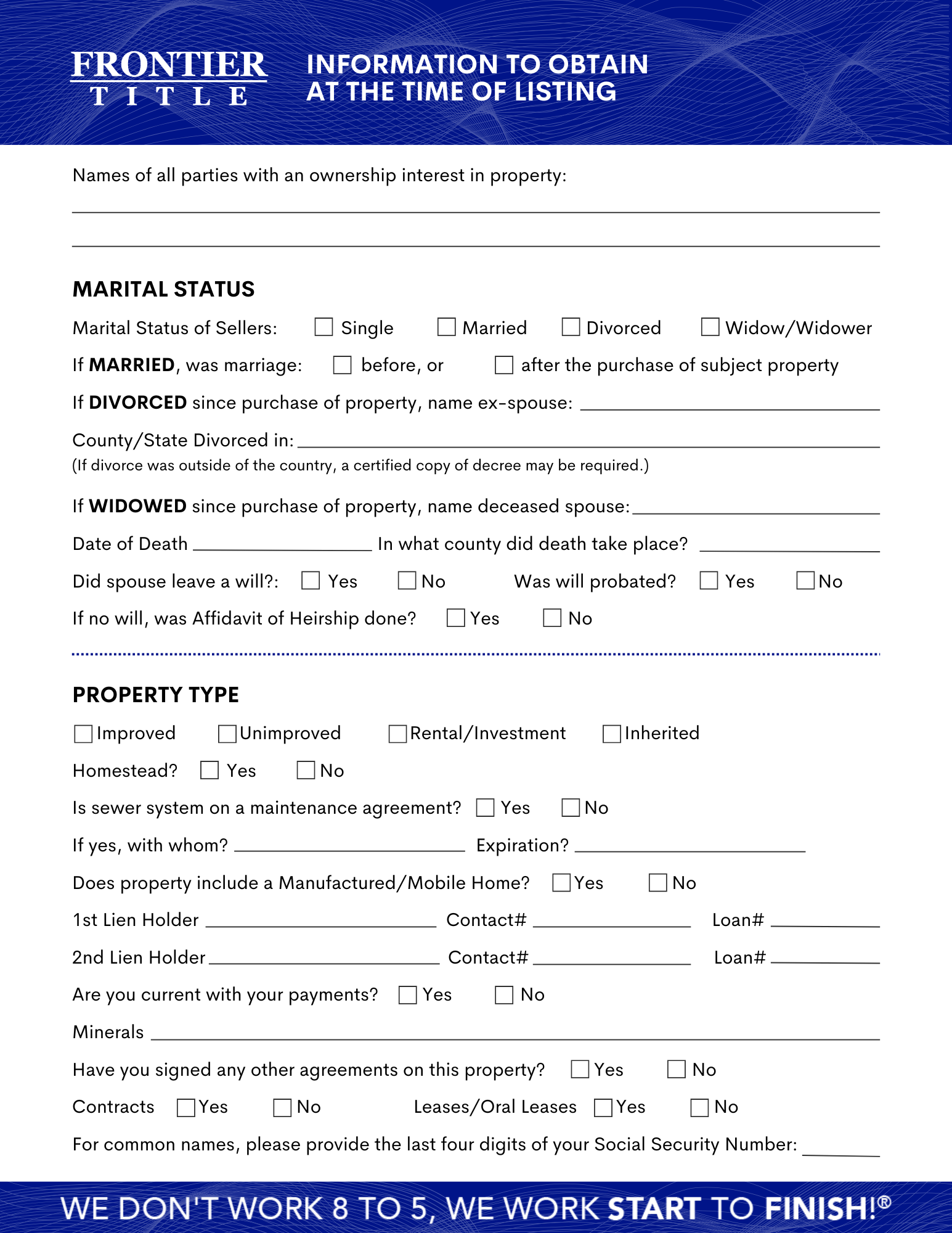 Information to Obtain at the Time of Listing